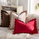 Axyaa Wave Fringed Velvet Cushion Cover in Various Colors