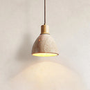 Axyaa LED Travertine Pendent Light Chandelier for Dining Room of Small Fresh Walnut Decor