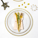 Axyaa Glass Bead Plate: Gold-Plated Round Pearl Steak Plate, Large Size