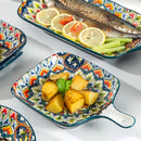 Axyaa Bohemian Ceramic Square Plate for Snacks and Fruits