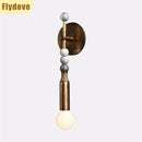 Axyaa Retro Brass Wall Lamp Marble Hotel Living Room Lighting
