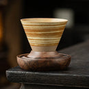 Axyaa Ceramic Funnel Coffee Cup with Walnut Base