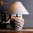 Axyaa Ceramic Table Lamp LED E27 Wabi-sabi Desk Light for Bedroom Living Room