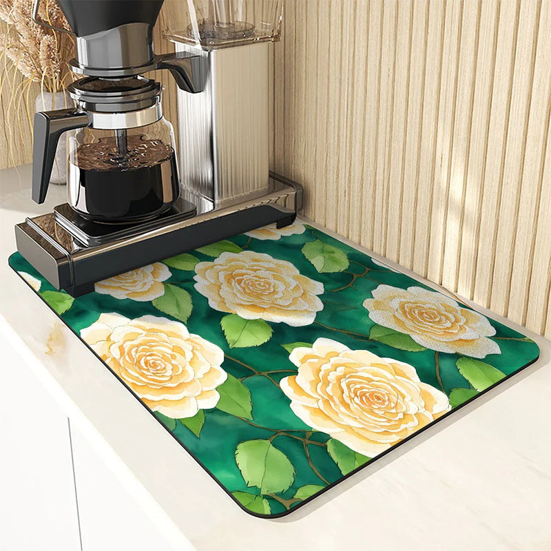 Axyaa Plant Oil Painting Kitchen Antiskid Drying Mat
