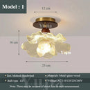 Axyaa Vintage Glass Ceiling Light Metal Wood Fixture Surface Mount Hallway Entryway Kitchen