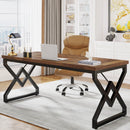 Axyaa Industrial Executive Desk, 63in Large w/ Thick Tabletop, Heavy-Duty Metal Frame
