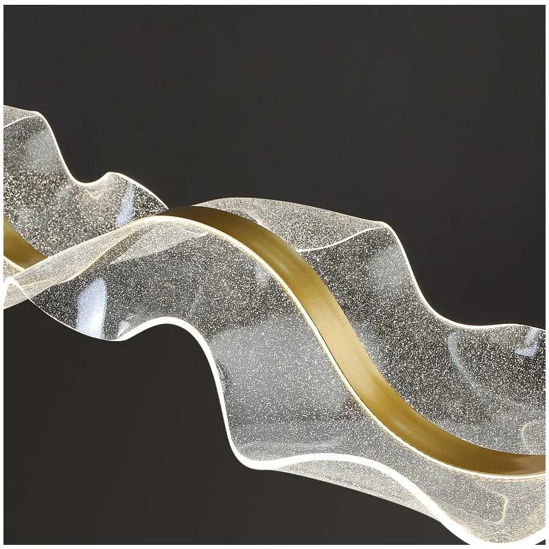 Axyaa Wave Gold Acrylic LED Pendant Lamps for Dining Room Office Chandelier