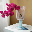Axyaa Striped Glass Vase for Elegant Living Room Flower Arrangements