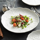Axyaa Ceramic Cabbage Texture Plate Set - White Specialty Tableware