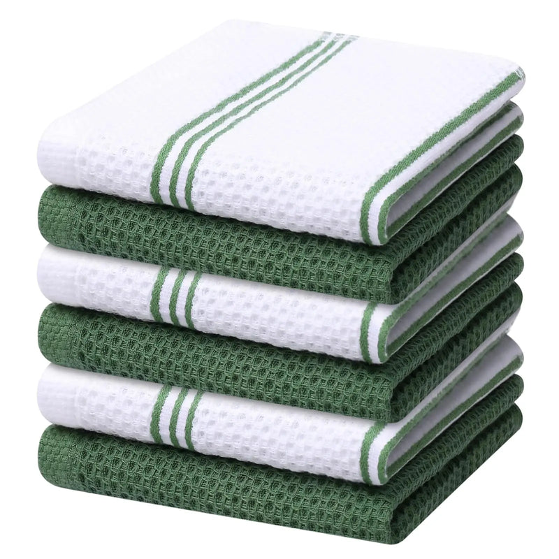 Axyaa Striped Cotton Waffle Kitchen Towels Set