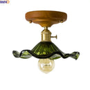 Axyaa Green Glass LED Ceiling Lamp Aisle Corridor Wood Copper Nordic Lighting