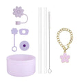 Axyaa Cup Set: 9 Straws, Brush, Flower Charm, 3 Stoppers, Cover Boot