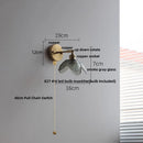 Axyaa Tiffany Blue Glass LED Wall Sconce Rotate Copper Pull Chain Switch Stair Light