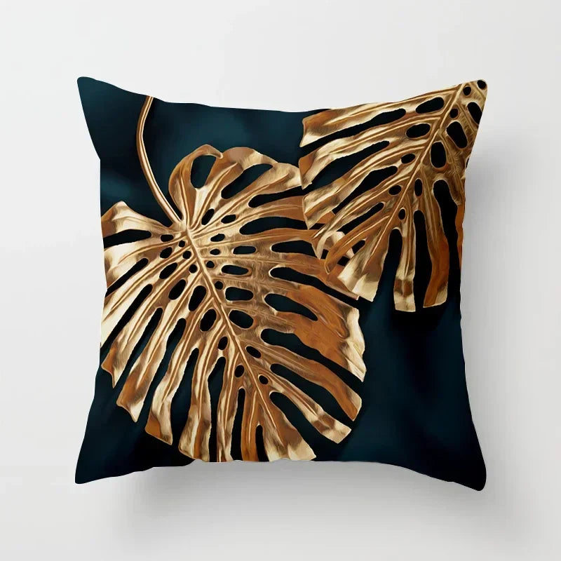 Axyaa Black Gold Elk Tree Bird Butterfly Printed Pillowcase for Living Room Home