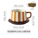 Axyaa Minimalist Stripe Ceramic Coffee Cup and Saucer Set