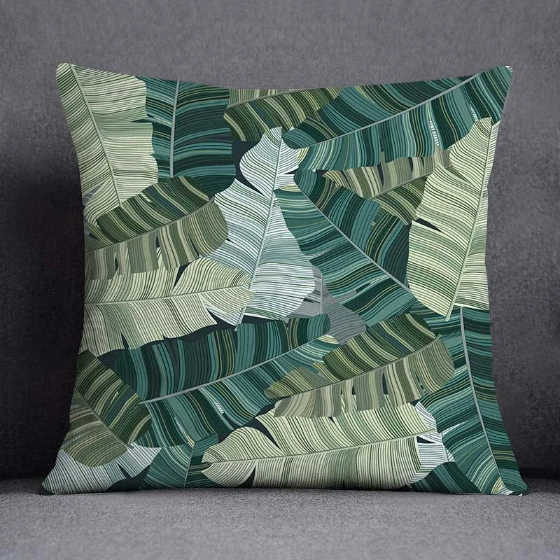 Axyaa Dark Green Floral Animal Pattern Pillowcase - 45cm
