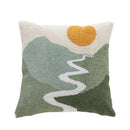 Axyaa Sunset Mountain Moon Plant Abstract Tufted Pillow Cover Cozy Decor Geometric Art