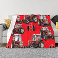 Axyaa Red Tractor Luxury Throw Blanket for Sofa Bed Luxe Brand Retro Blankets