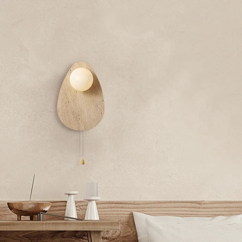 Axyaa Stone Art Wall Lamp with Glass Lampshade and LED Light