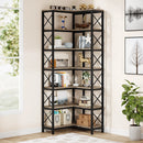 Tribesigns 7-Shelf Corner Bookshelf by Axyaa - Modern 7-Tier Tall Display Rack