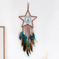 Axyaa Grey Moon Feathers Dream Catcher 60cm Large Handmade Indian Style Wall Hanging