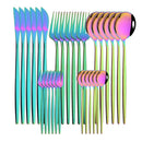 30-Piece Pink Silver Stainless Steel Dinnerware Set by Axyaa