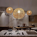 Axyaa Round Wicker Chandelier Pendant Light for Kitchen Island