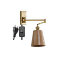 Axyaa Wooden Wall Sconce LED Lampshade with Pull Chain Switch for Bedroom Bathroom Perspective Mirror