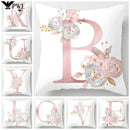 Axyaa Pink Letterwork Cushion Cover 45*45cm, Wedding Party Decor, Elegant Wedding Pillow