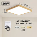 Axyaa Smart Wood Grain LED Ceiling Light for Living Room, App & Voice Control