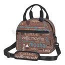 Axyaa Coffee Words Insulated Lunch Bag: Thermal Cooler Tote for School, Work, Picnic