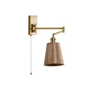 Axyaa Wooden Wall Sconce LED Lampshade with Pull Chain Switch for Bedroom Bathroom Perspective Mirror