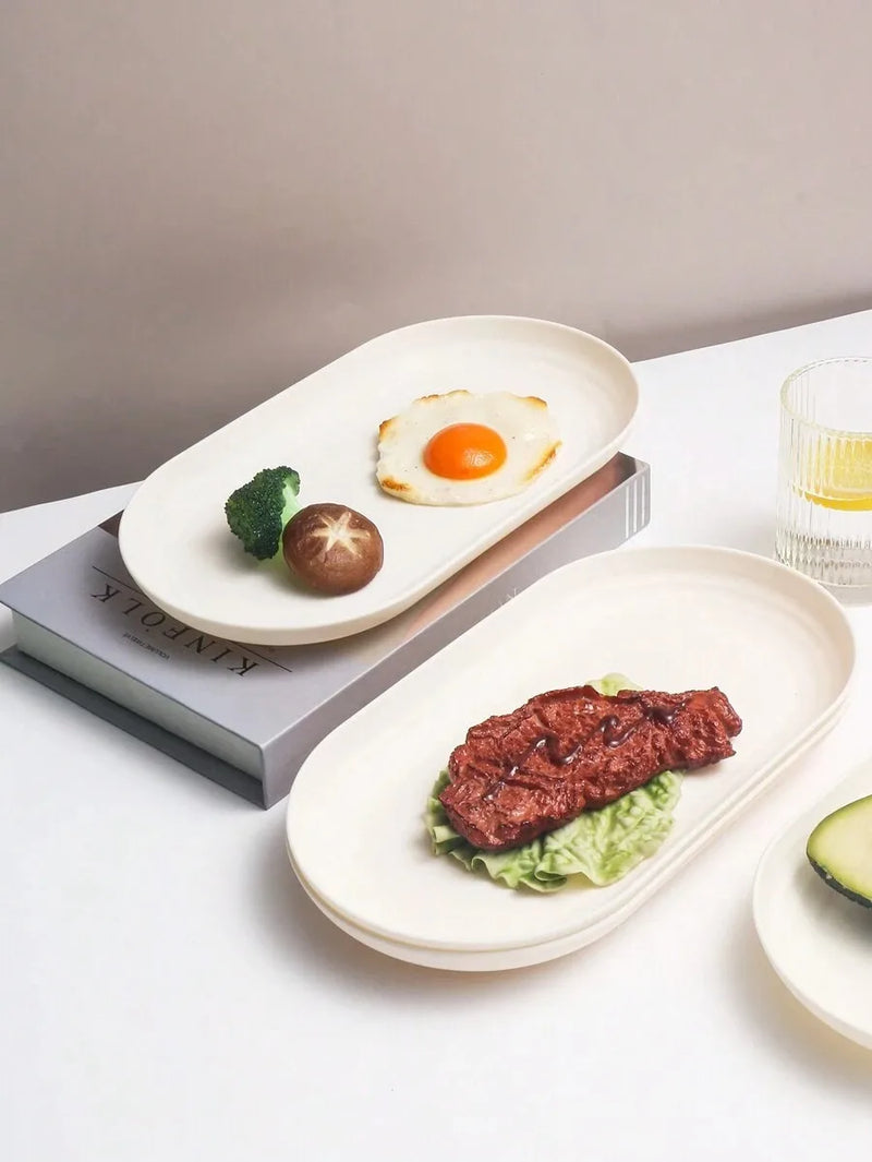 Axyaa Beige Plastic Dinner Plates, Ideal for Desserts, Family Gatherings, Parties, and Picnics