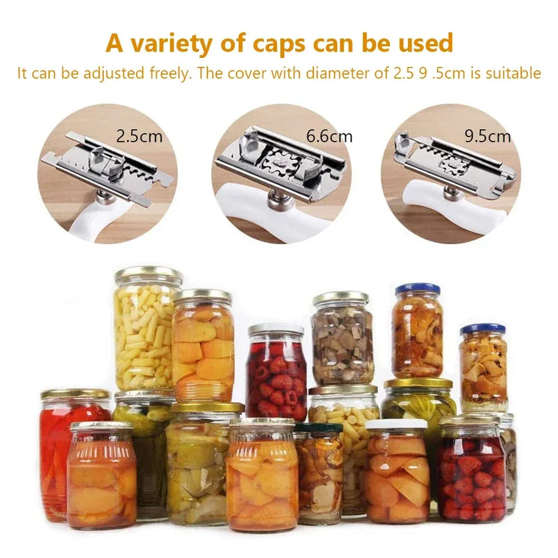 Axya Stainless Steel Manual Can Opener Tool - Adjustable Twist Cap Lid Jar Bottle Opener