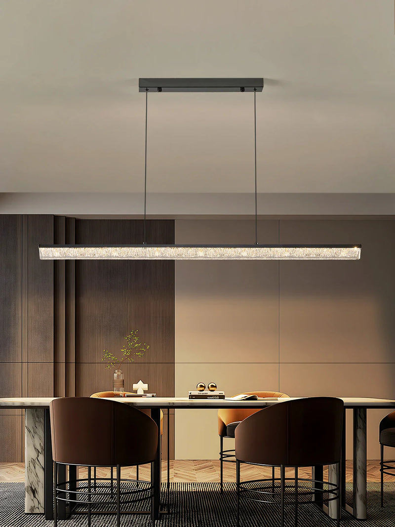 Axyaa Black Linear Glass Chandelier for Dining Room and Kitchen Island