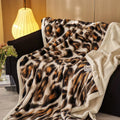 Axyaa Leopard Print Flannel Throw Blanket, Queen Size, Double Plush Comforter