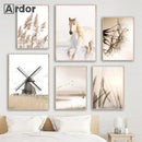 Axyaa Bird Lake Canvas Print Nordic Wall Art Poster for Living Room Decor