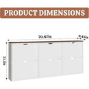 Axyaa Shoe Storage Cabinet with 6 Adjustable Drawers, Handleless Design - White