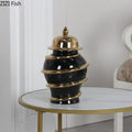 Axyaa Golden Electric Ceramic Vase Decorative Flower Arrangement Ornament