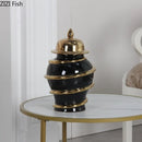 Axyaa Golden Electric Ceramic Vase Decorative Flower Arrangement Ornament