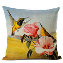 Axyaa Elegant Floral Bird Pattern Linen Cushion Cover 45x45cm for Living Room Sofa