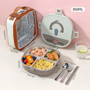Axyaa Stainless Steel Divided Lunch Box with Cutlery - Leakproof & Portable