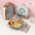 Axyaa 304 Stainless Steel Divided Lunch Box with Cutlery & Leakproof Design