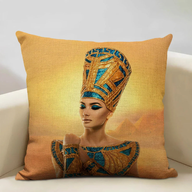Axyaa African Women Design Linen Cushion Cover 45x45cm