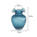 Axyaa Geometric Wavy Stripes Glass Vase Frosted Transparent Hydroponics Wedding Home Decor