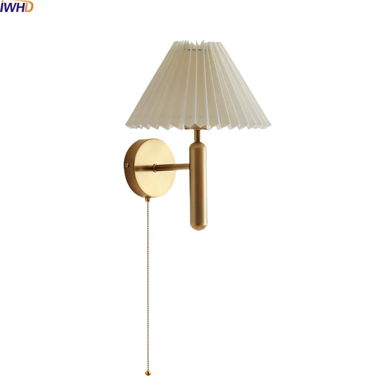 Axyaa White Umbrella Gold Copper LED Wall Lights - Luxury Bedroom Decor