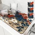 Axyaa Flower Print Drying Mat: Absorbent, Anti-Slip Placemat for Table Cups