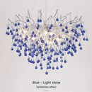 Axyaa Pink Crystal Chandelier Raindrop Pendant Light for Modern Home Decor