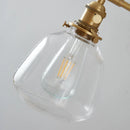 Axyaa Clear Glass LED Wall Sconce, Modern Bedroom Bedside Lamp, Pull Chain, Rotate Copper Socket