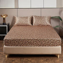 Satin Leopard Print Bed Sheet Set for Queen/King Beds by Axyaa